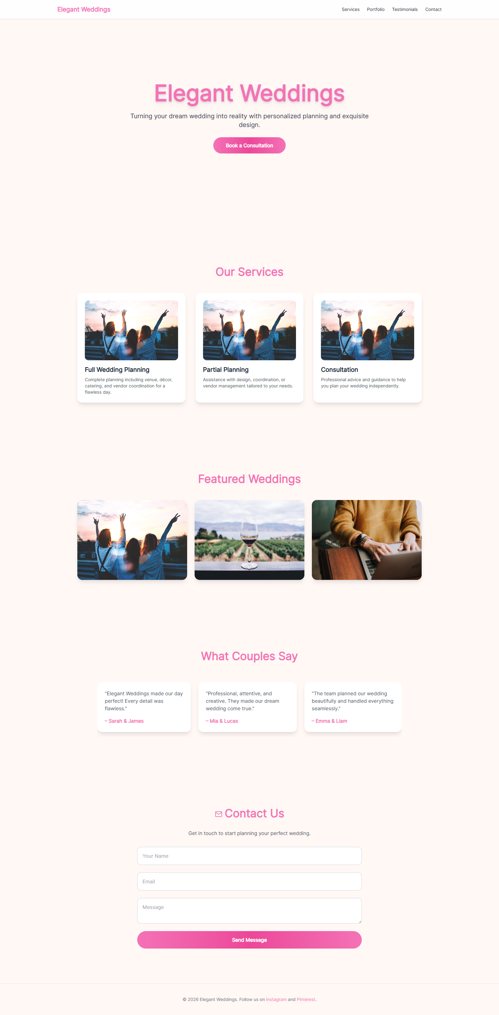Figma Design: Wedding Planner Classic